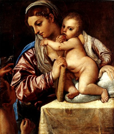 Madonna y el Niño con el joven San Juan de Annibale Carracci